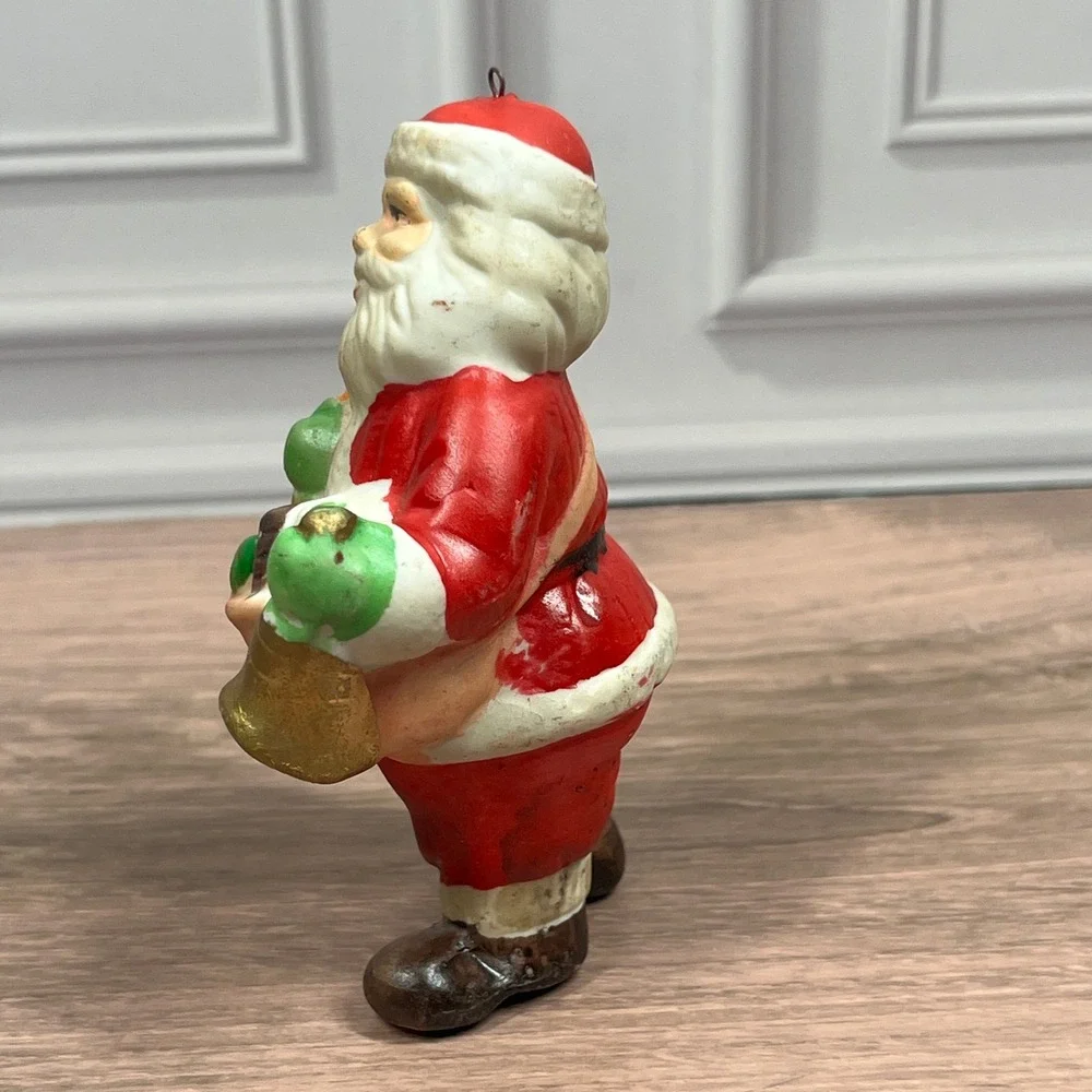 Vintage R.O.C Santa Claus Figurine Set 3 Ceramic Christmas Ornaments Taiwan
